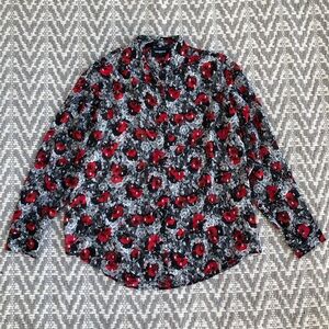 The Kooples button up floral print silk blend top size 2